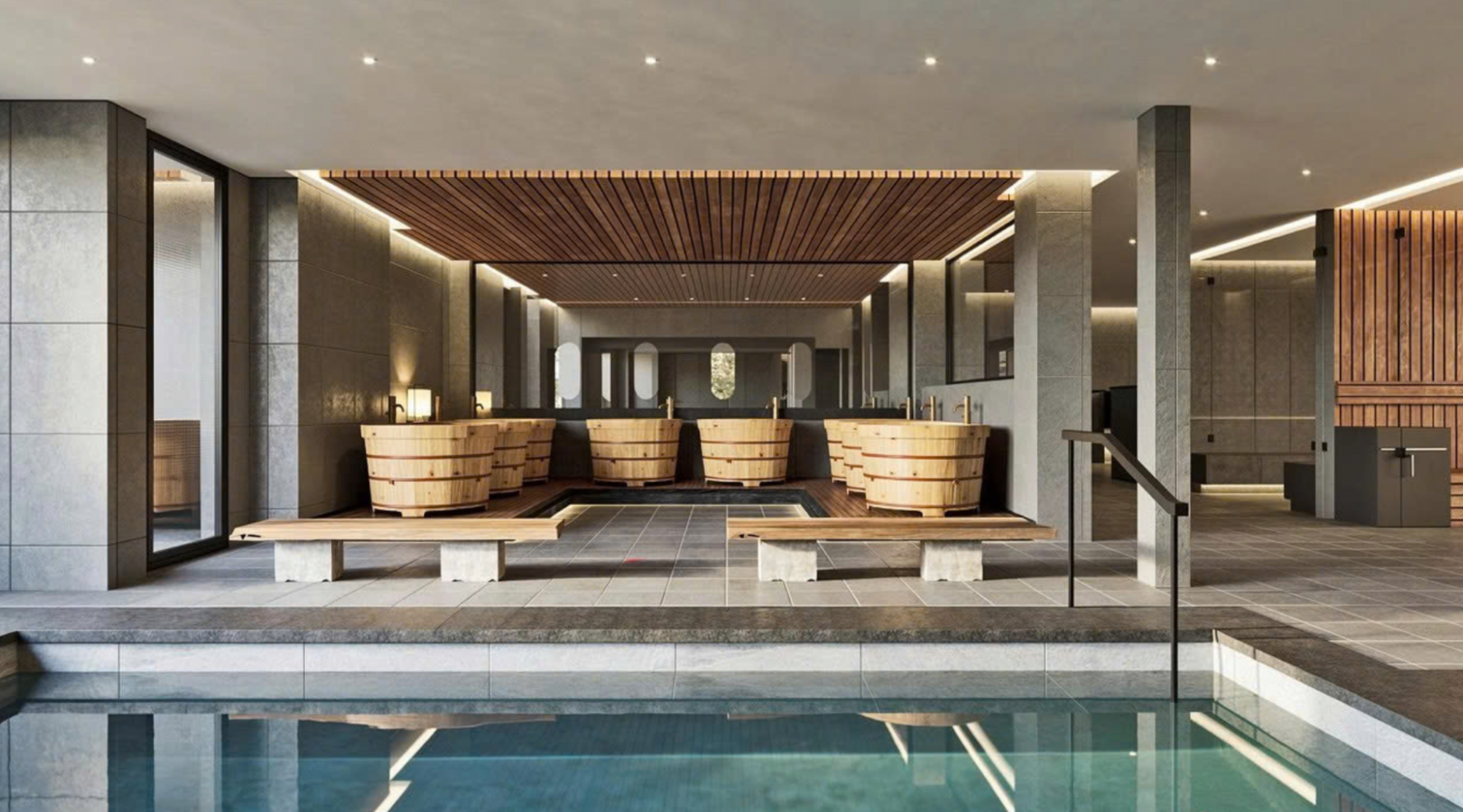 Không gian bể ngâm khoáng nóng Onsen chuẩn Nhật Bản tại Cham Riverside Đà Nẵng giúp phục hồi sức khỏe